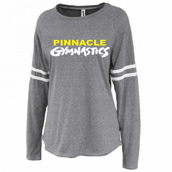 Adult Long Sleeve Tee with Stripes - Pinnacle Gymnastics